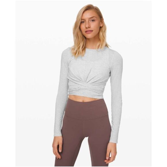 Lululemon Women's Time to Restore Long Sleeve Heathered Light Grey Top Size XS - Picture 1 of 9